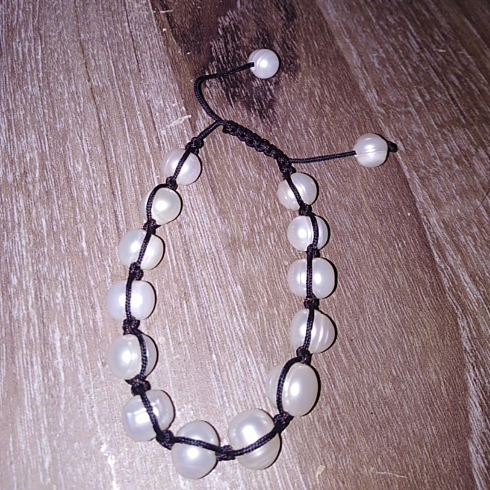 Rugged pearl mandala bracelet